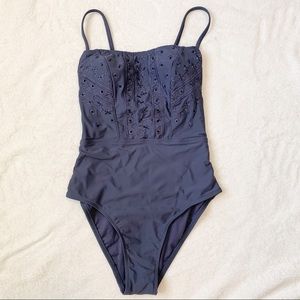 Deep Periwinkle, Embroidered One Piece Swimsuit